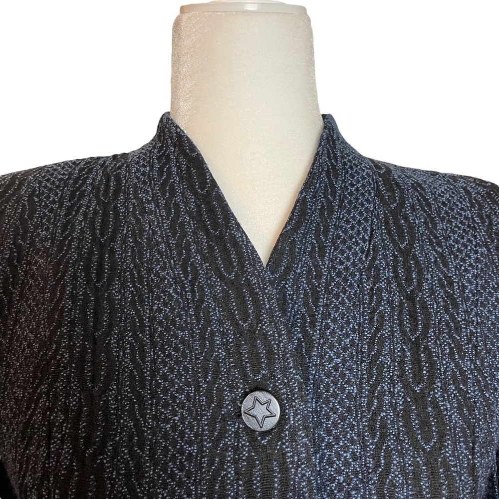 Vintage Doncaster Blue and Black Raised Pattern Blazer and Skirt Set Sz.4P - Picture 4 of 16